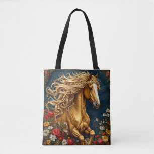 Bolso De Tela Caballo Dorado con Melena Fluyente