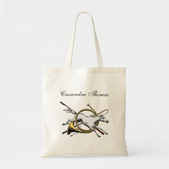 Bolso De Tela Caballo ecuestre preppy saltando a través del colo (Frente)