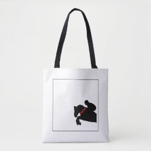Bolso De Tela Caballo Ecuestre Show Rider Silhouette Roses Rojos