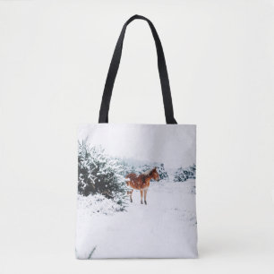 BOLSO DE TELA CABALLO EN LA NIEVE CAÍDA
