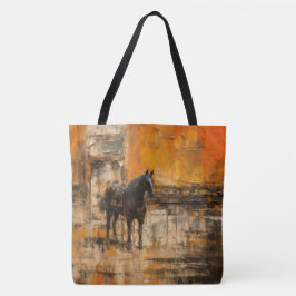 Bolso De Tela Caballo majestuoso al atardecer abstracto