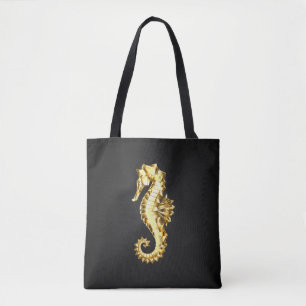 Bolso De Tela Caballo marino polígono de oro