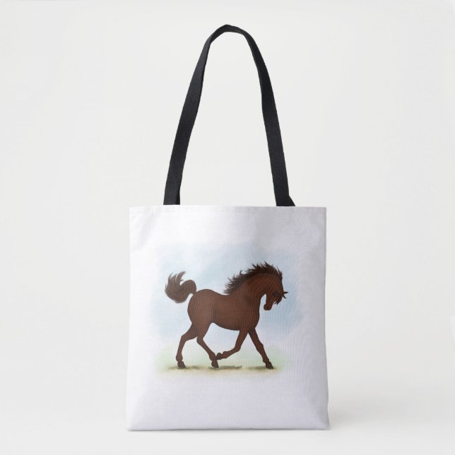 Bolso De Tela Caballo marrón castaño ecuestre (Anverso)
