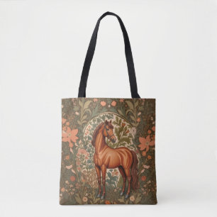 Bolso De Tela Caballo Marrón Hermoso Inspirado en William Morris