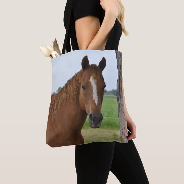 Bolso De Tela Caballo marrón junto al árbol (Detalle)