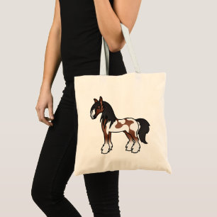 Bolso De Tela Caballo marrón Pinto Gypsy Vanner/Shire/Clydesdale