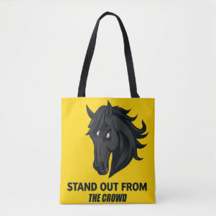 Bolso De Tela Caballo Negro Con Texto Destacarse De La Multitud