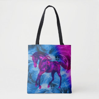 Bolso De Tela Caballo Negro Galopante Arte de Fantasía
