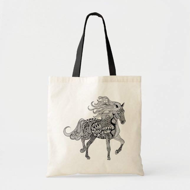 Bolso De Tela Caballo negro inspirado (Frente)
