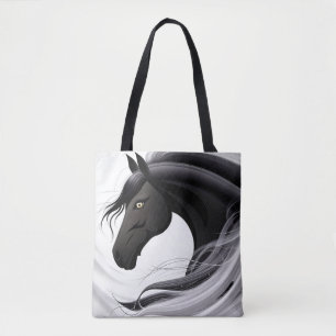 Bolso De Tela Caballo Negro Magnífico