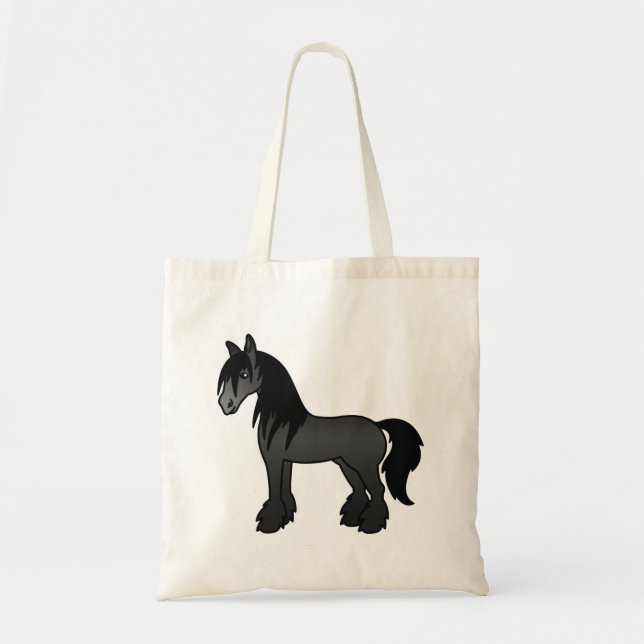 Bolso De Tela Caballo Personalizado de Black Gypsy Vanner Clydes (Frente)