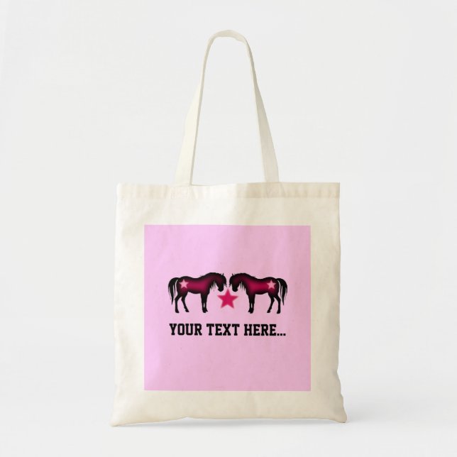 Bolso De Tela Caballo personalizado femenino rosado (Frente)