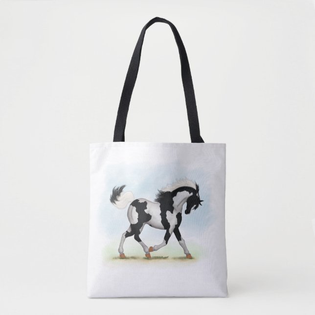 Bolso De Tela Caballo Piebald Overo Pinto (Anverso)