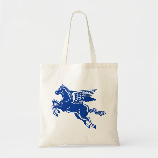 Bolso De Tela Caballo volador - Azul marino y blanco (Frente)