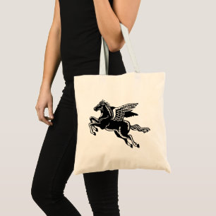 Bolso De Tela Caballo volador - Blanco y negro