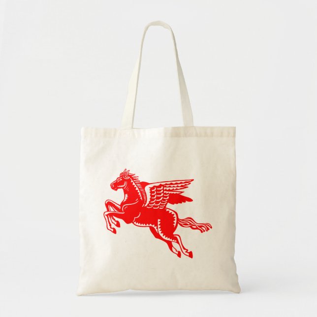 Bolso De Tela Caballo volador - rojo y blanco (Frente)