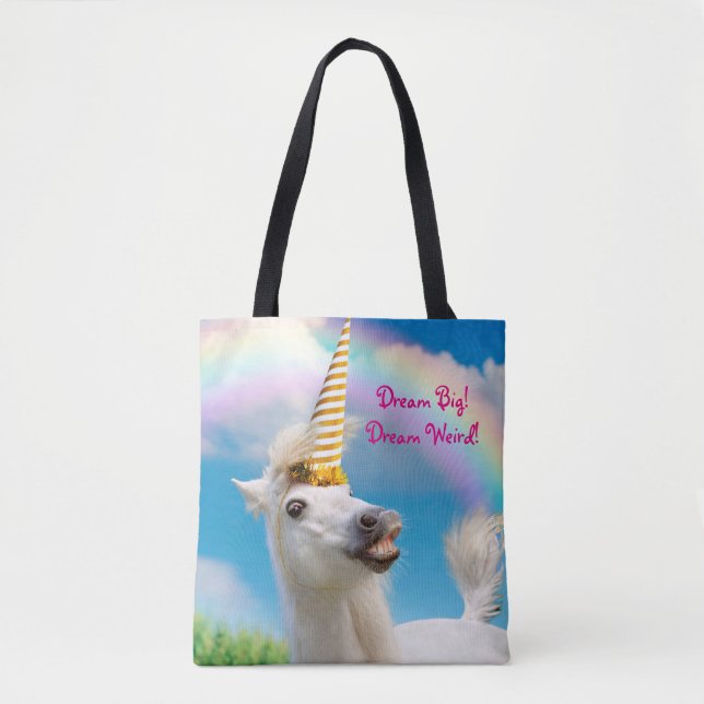 Bolso De Tela Caballo Y Arcoiris De Unicornio Fiesta (Anverso)