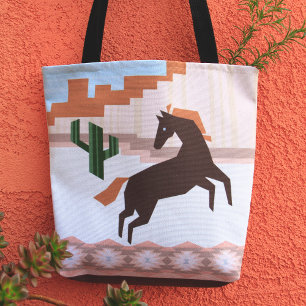 Bolso De Tela Caballo y cactus salvajes del suroeste
