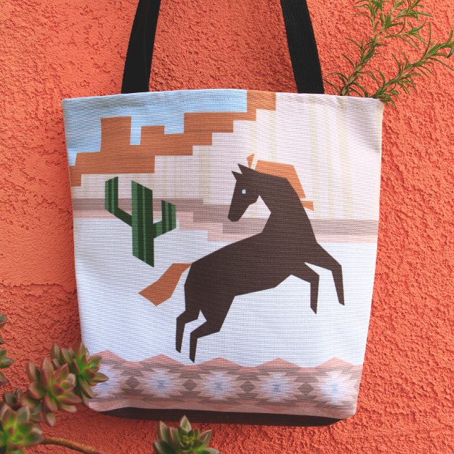 Bolso De Tela Caballo y cactus salvajes del suroeste (Subido por el creador)