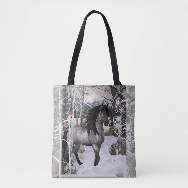 Bolso De Tela Caballo y cardenales de invierno de 2024 (Anverso)