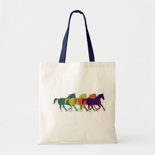 Bolso De Tela caballos, animales de granja (Frente)