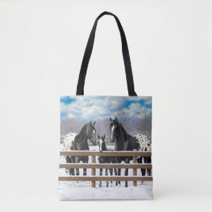Bolso De Tela Caballos Appaloosa Negros En Nieve