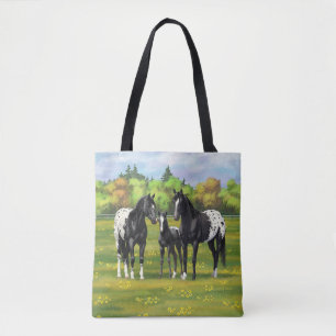 Bolso De Tela Caballos Appaloosa Negros En Pastel De Verano