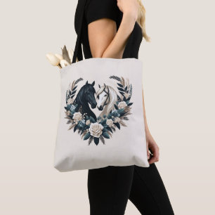 Bolso De Tela Caballos blancos y negros enamorados