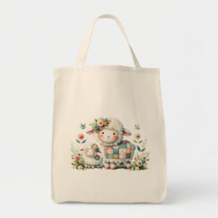 Bolso De Tela Caballos cortos con acentos florales y de corte