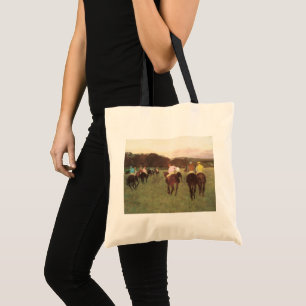 Bolso De Tela Caballos de carreras en Longchamp por Edgar Degas