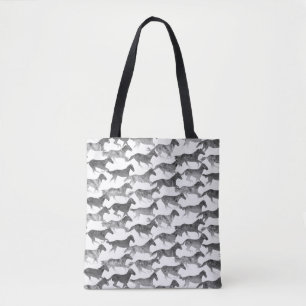 Bolso De Tela Caballos de color de agua negro