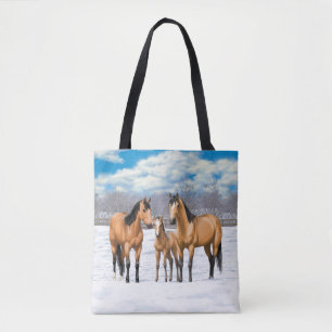 Bolso De Tela Caballos De Cuero De Cuello En Nieve