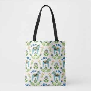 Bolso De Tela Caballos de dala suecos Verde azulados