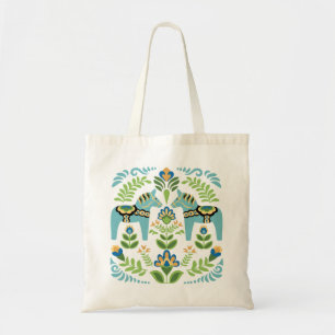 Bolso De Tela Caballos de dala suecos Verde azulados