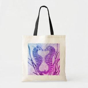 Bolso De Tela Caballos de mar vinculados en morado