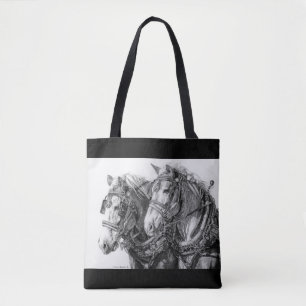 Bolso De Tela Caballos de proyecto que dibujan el tote