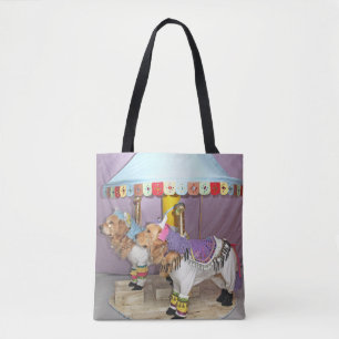 Bolso De Tela Caballos del carrusel del golden retriever