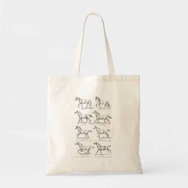Bolso De Tela Caballos del ilustracion de los pasos del caballo (Frente)