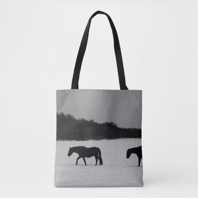 Bolso De Tela Caballos en stcnm de nieve (Anverso)