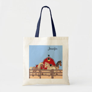Bolso De Tela Caballos en una granja