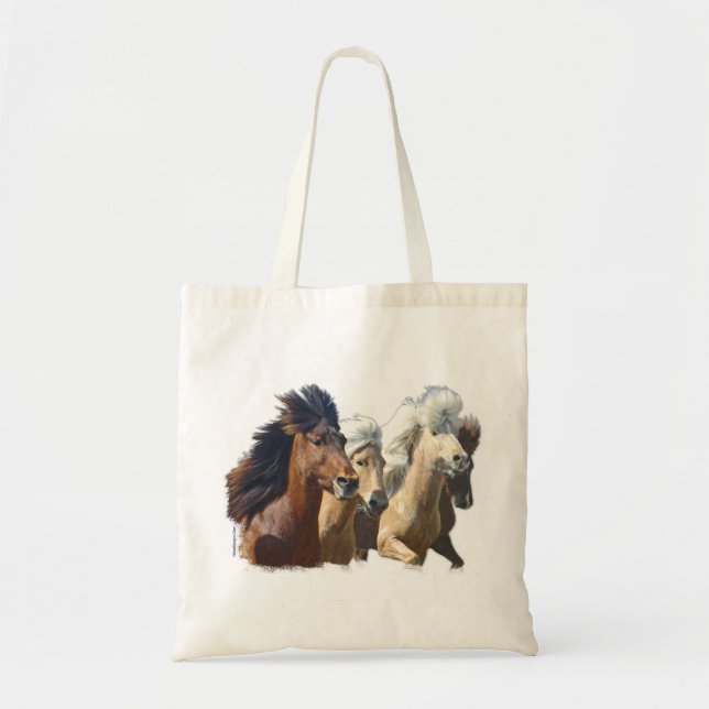 Bolso De Tela Caballos islandeses (Frente)