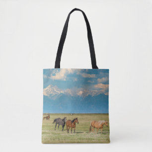 Bolso De Tela Caballos oídos en el campo de heno
