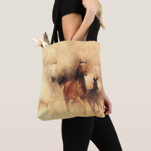 Bolso De Tela Caballos pintados corriendo