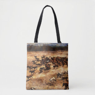 Bolso De Tela Caballos Salvajes: Majestad Animal Artístico.