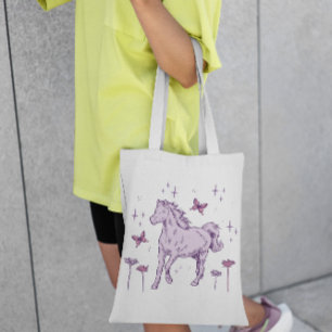 Bolso De Tela Caballos Y Mariposas