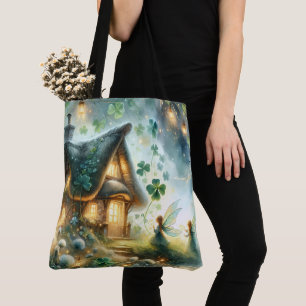 Bolso De Tela Cabaña de Hadas del Trébol Brillante