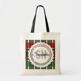 Bolso De Tela Cabaña moderna de Navidad con plaid de monograma d