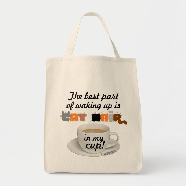 Bolso De Tela ¡Cabello De Gato En Mi Copa! Cajera de Cat Lover (Frente)