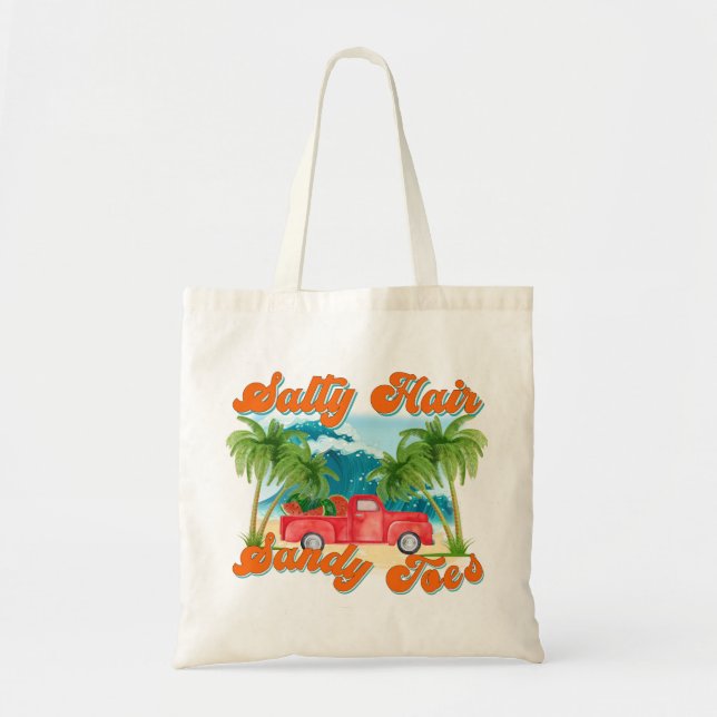 Bolso De Tela Cabello salado, sandy dedos | Isla Tropical (Frente)