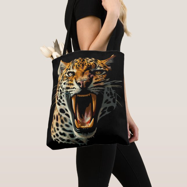 Bolso De Tela Cabeza de ataque ruidosa de leopardo (Detalle)